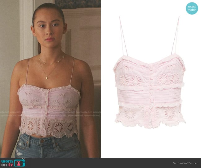 Isabel Marant Delphine cotton and Silk Crop Top worn by Belly Conklin (Lola Tung) on The Summer I Turned Pretty