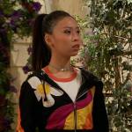 Ivy’s black floral cropped hoodie on Ravens Home