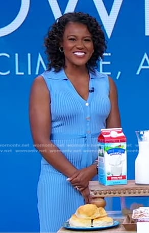 Janai’s blue ribbed dress on Good Morning America