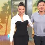 Jeannie Mai’s two-tone layered dress on Access Hollywood