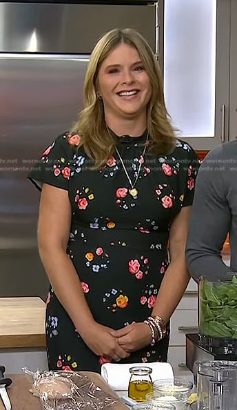 Jenna’s black floral short sleeve dress on Today