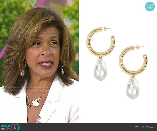 Jennifer Miller Pearl Hoop Earrings worn by Hoda Kotb on Today