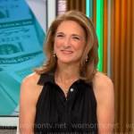 Jill Schlesinger’s black pleated shirtdress on CBS Mornings