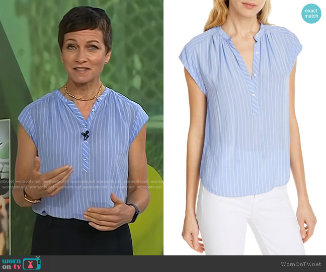 Joie Hassie Stripe Cap Sleeve Top in Sunset Blue worn by Stephanie Gosk on Today