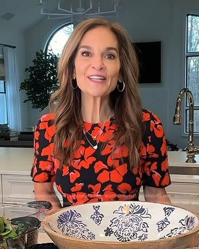 Joy Bauer’s black and red floral print dress on Today