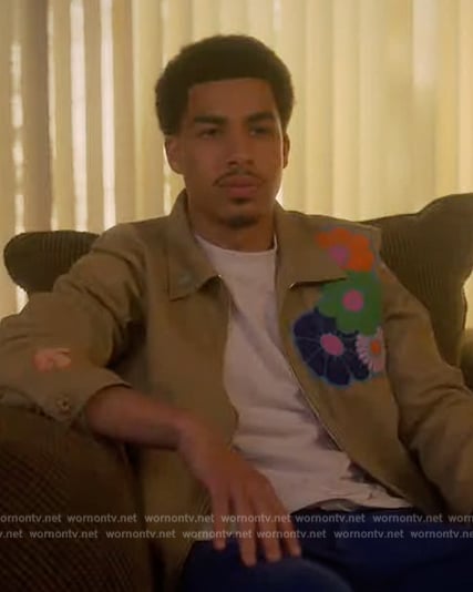 Junior’s beige floral jacket on Grown-ish