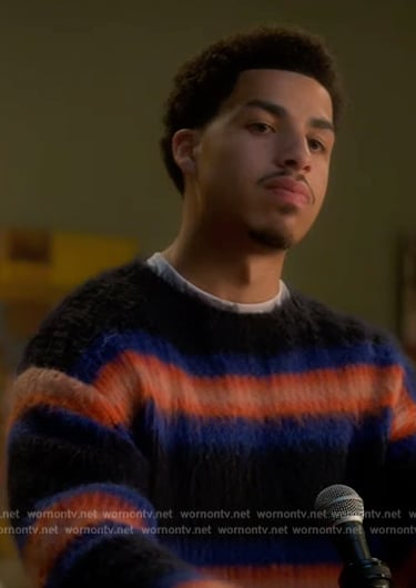 Junior’s black stripe mohair sweater on Grown-ish