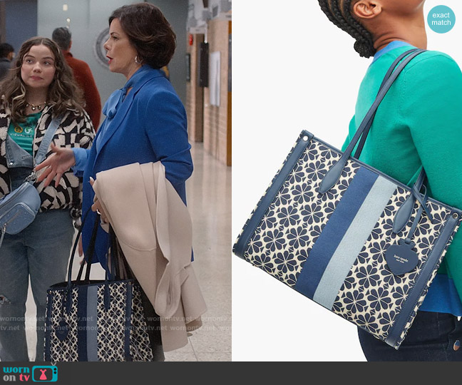 Kate Spade Spade Flower Jacquard Stripe Market Medium Tote worn by Margaret Wright (Marcia Gay Harden) on So Help Me Todd