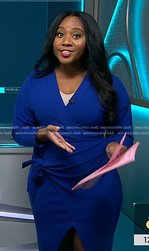 Kay Angrum’s blue wrap dress on NBC News Daily