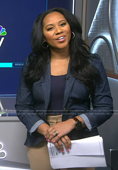 Kay Angrum’s denim blazer on NBC News Daily