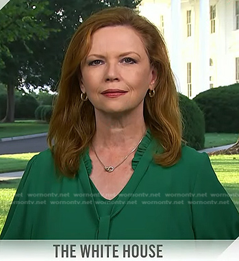 Kelly O’Donnell’s green tie neck top on Today