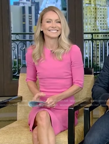 Kelly’s pink sheath dress on Live with Kelly and Mark