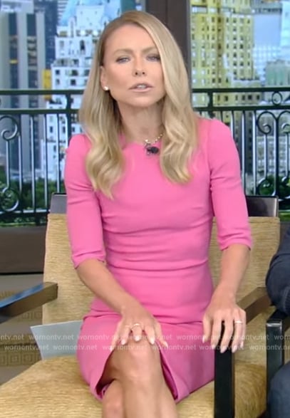 Kelly’s pink sheath dress on Live with Kelly and Mark