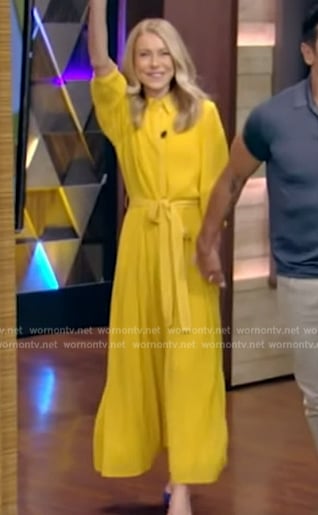 Kelly’s yellow tie waist shirtdress on Generation Gap