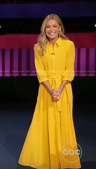 Kelly’s yellow tie waist shirtdress on Generation Gap