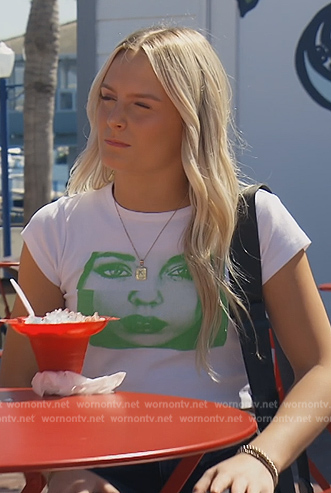 Kennedy’s white face graphic tee on The Real Housewives of Orange County