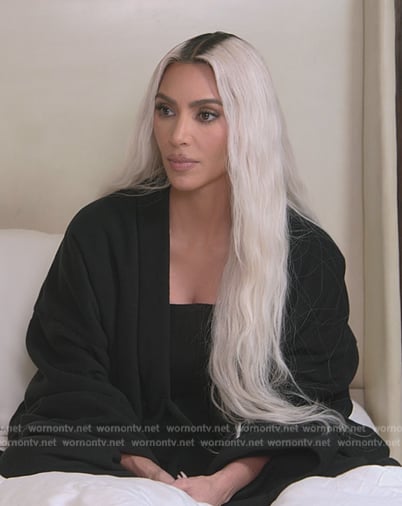 Kim’s black robe and top on The Kardashians