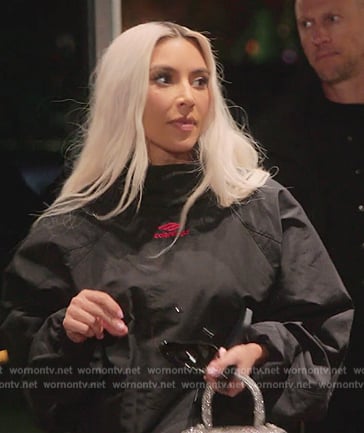 Kim’s black Balenciaga jacket on The Kardashians