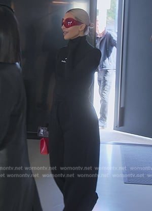 Kim’s black mesh gloved top on The Kardashians