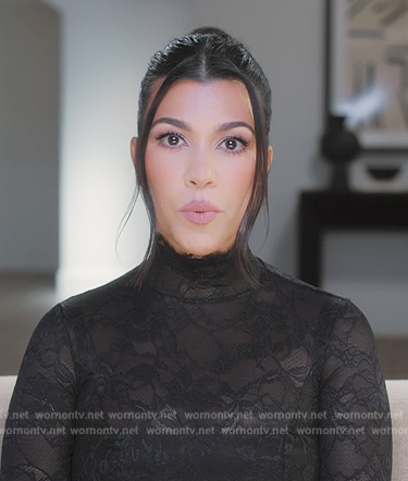 Kourtney’s black lace confessional dress on The Kardashians