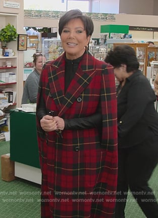 Kris’s red plaid coat on The Kardashians