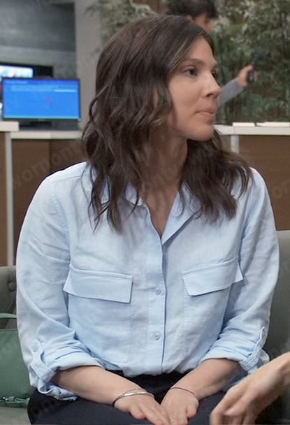 Kristina’s blue button down shirt on General Hospital