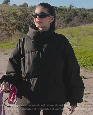 Kylie’s black puffer jacket on The Kardashians