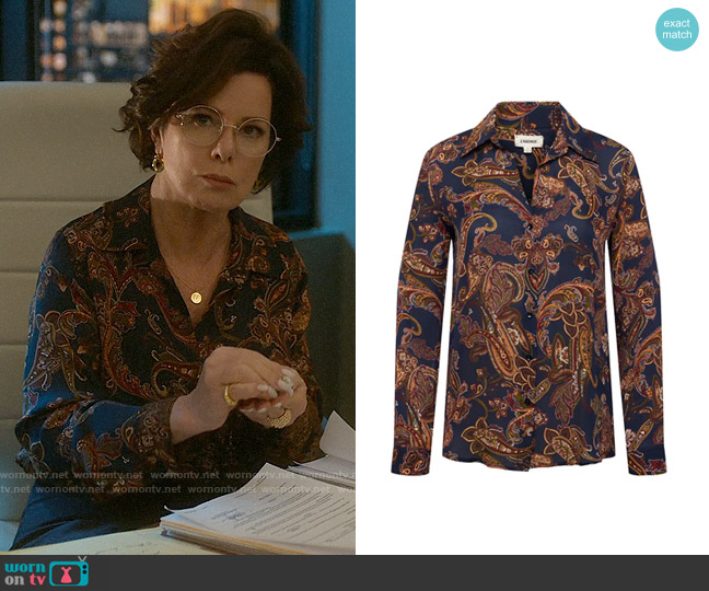 L'Agence Nina Paisley Blouse in Midnight worn by Margaret Wright (Marcia Gay Harden) on So Help Me Todd