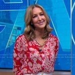 Lara’s red abstract print blouse on Good Morning America