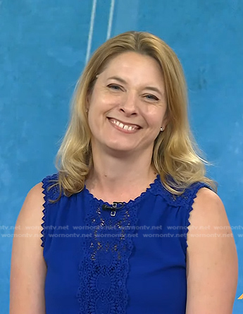 Laura Vanderkam’s blue lace inset top on Today