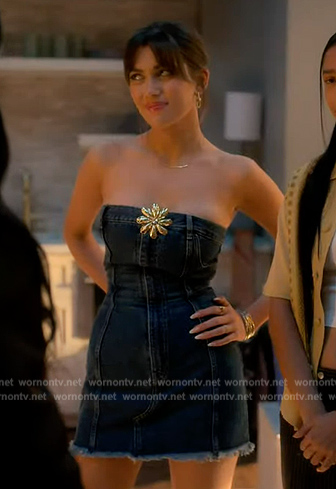Lauryn’s denim strapless mini dress on Grown-ish