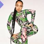 Leigh-Anne Pinnock’s green print top and pants on E! News