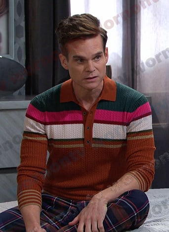 Leo’s multicolor stripe polo sweater on Days of our Lives