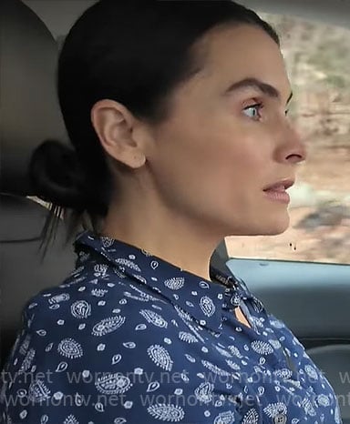 Lilia Luciano’s blue paisley print shirtdress on CBS Mornings