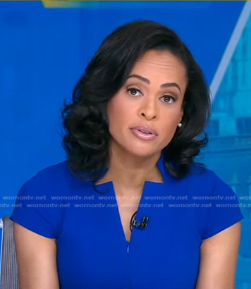 Linsey’s blue notch collar dress on Good Morning America