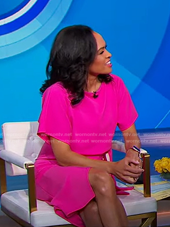 Linsey’s pink tie waist dress on Good Morning America