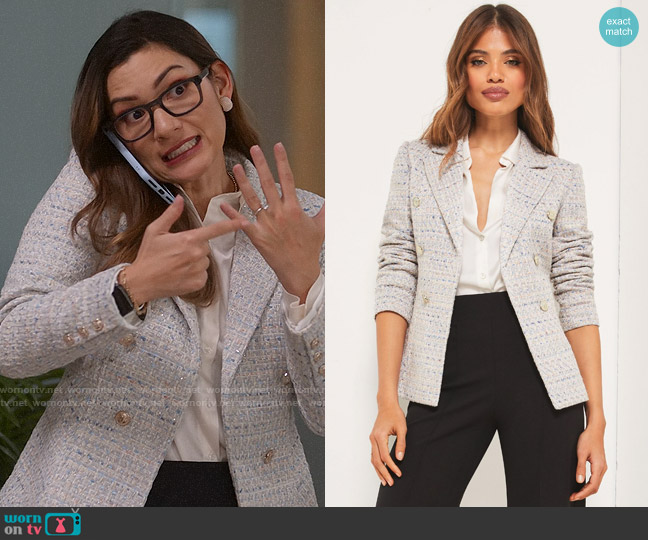 Lipsy Boucle Blazer worn by Susan (Inga Schlingmann) on So Help Me Todd