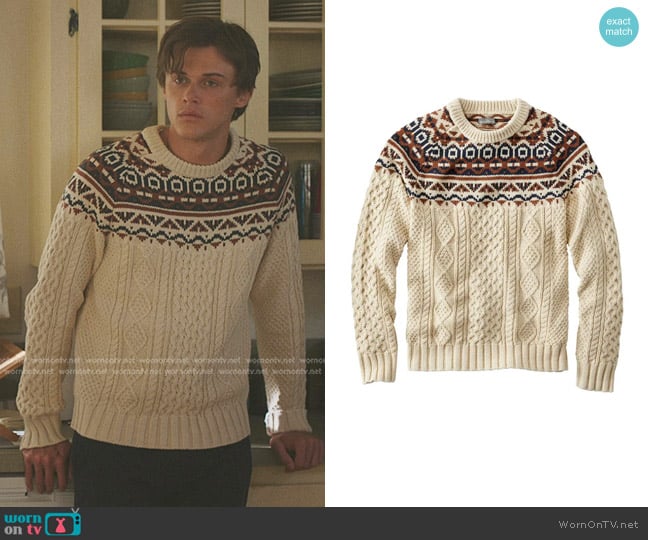 LL Bean Signature Cotton Fisherman Sweater worn by Conrad (Christopher Briney) on The Summer I Turned Pretty