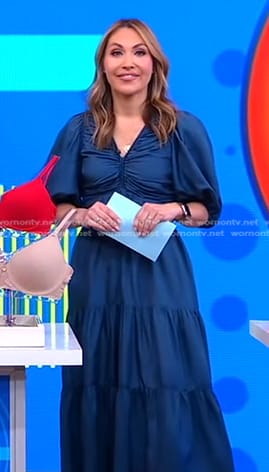 Lori’s blue puff sleeve satin dress on Good Morning America