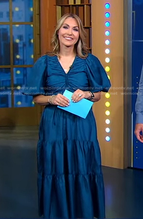 Lori’s blue puff sleeve satin dress on Good Morning America