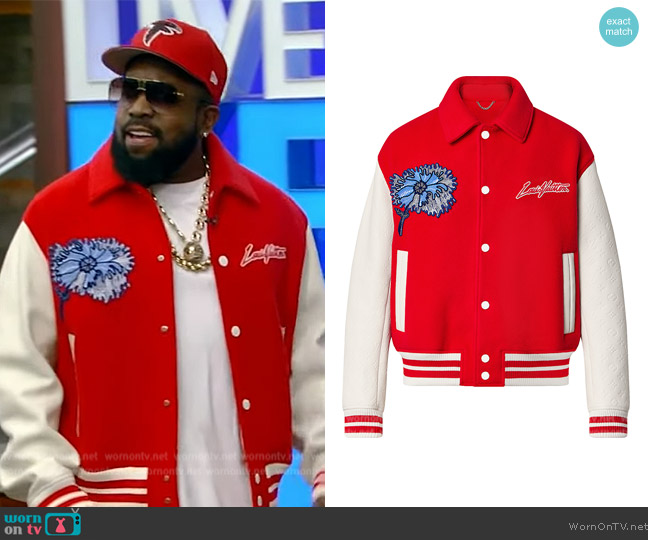 Louis Vuitton Psychedelic Flower Embroidered Varsity Blouson worn by Big Boi on Live with Kelly and Mark