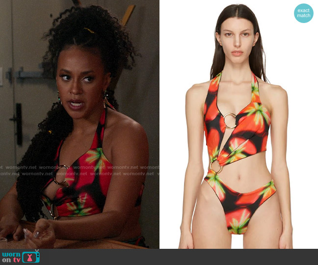 Louisa Ballou Sex Wax One-Piece Swimsuit worn by Sondi Hill (Corbin Reid) on Run the World