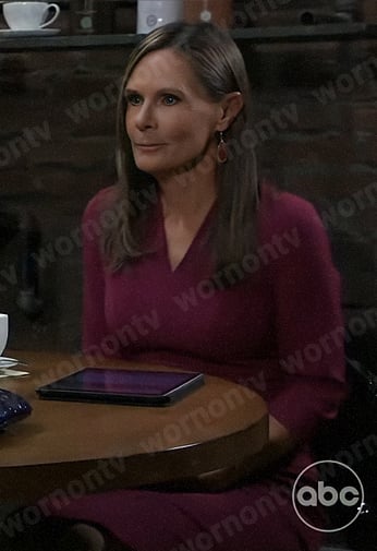 Lucy’s magenta pink v-neck dress on General Hospital