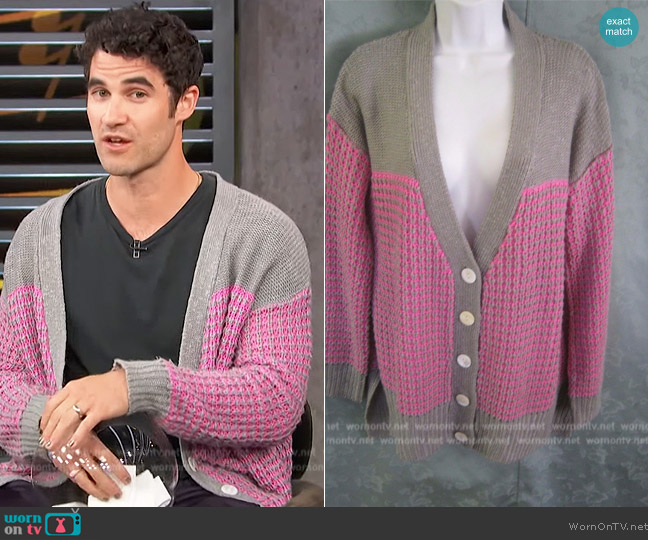 Lush Knit Cardigan worn by Darren Criss on Access Hollywood
