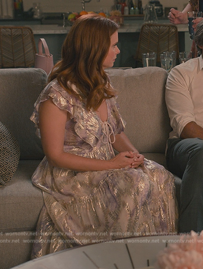 Maddie’s floral metallic dress on Sweet Magnolias