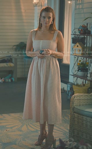 Maddie’s pink gingham check dress on Sweet Magnolias