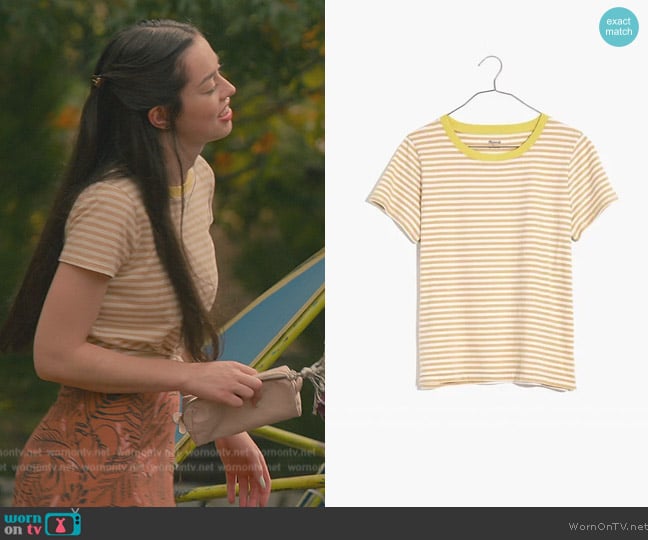 Madewell Vintage Ringer Tee in Tierney Stripe Tee worn by Annie Sullivan (Anneliese Judge) on Sweet Magnolias