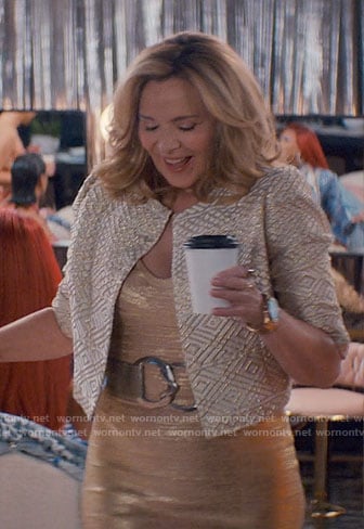 Madolyn’s gold bandage dress on Glamorous