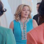 Madolyn’s turquoise blue crystal embellished dress on Glamorous