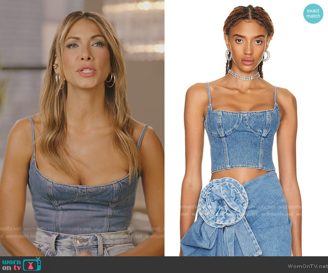Magda Butrym Denim Crop Top worn by Erin Lichy on The Real Housewives of New York City